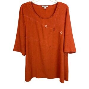 Serengeti Pieced Tunic Top  Women's Size XL  1/2-Sleeve Dark Coral